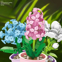 Flowers Building Blocks 12 Animals Models Mini Lucky Blossom Potted Plant Bricks Toys Kids DIY Gift