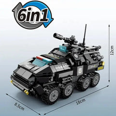 Police Explosion-proof Car 6 in 1 Building Blocks Swat Deformed Car Bricks Toys Boys Model Gift