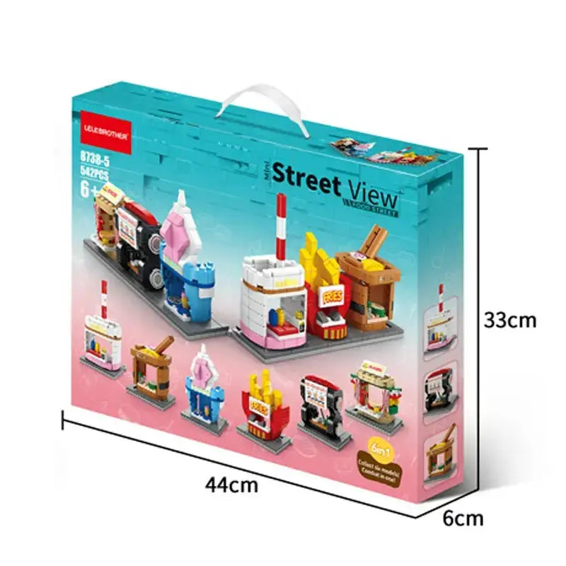 City Street View 6 in 1 Building Blocks Food Shop Bricks Toys Model Kids Educational Gift