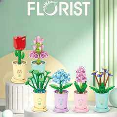 Flowers Building Blocks 12 Animals Models Mini Lucky Blossom Potted Plant Bricks Toys Kids DIY Gift