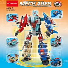 Deformed Mecha 6 in 1 Building Blocks 514 Pcs Car Robot Bricks Toys Model Kids Educational Gift