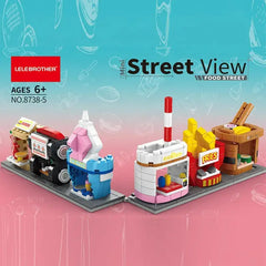 City Street View 6 in 1 Building Blocks Food Shop Bricks Toys Model Kids Educational Gift