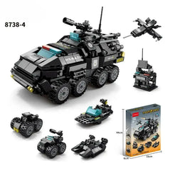 Police Explosion-proof Car 6 in 1 Building Blocks Swat Deformed Car Bricks Toys Boys Model Gift