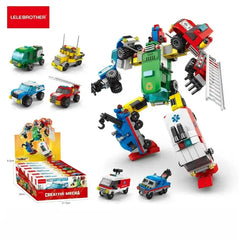 Deformed Robot 6 in 1 Building Blocks 503 Pcs City Car Bricks Toys Ambulance Model Kids Educational Gift