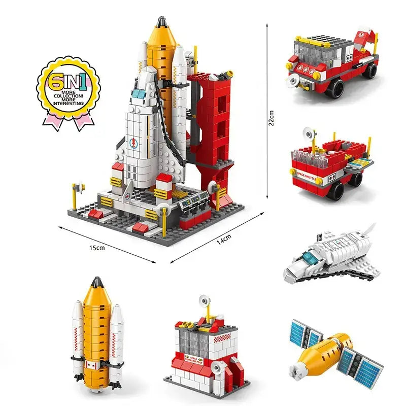 1000PCS Space Shuttle Building Blocks Rocket Model Construction DIY Toy Bag Packing