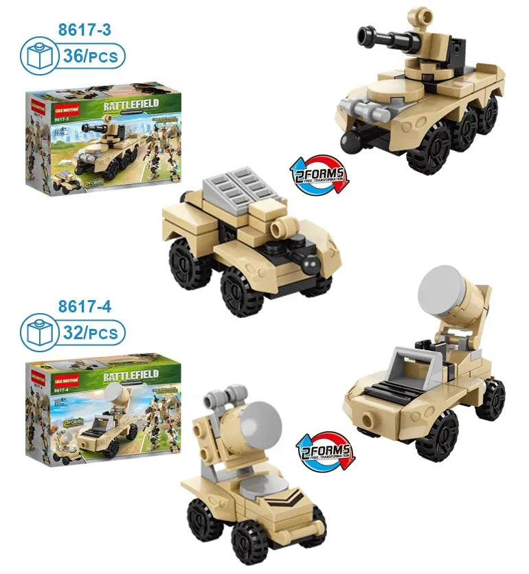 Military Blocks Toy Tank Plane Transform Robot Kids Educational Building Block 335 Pcs