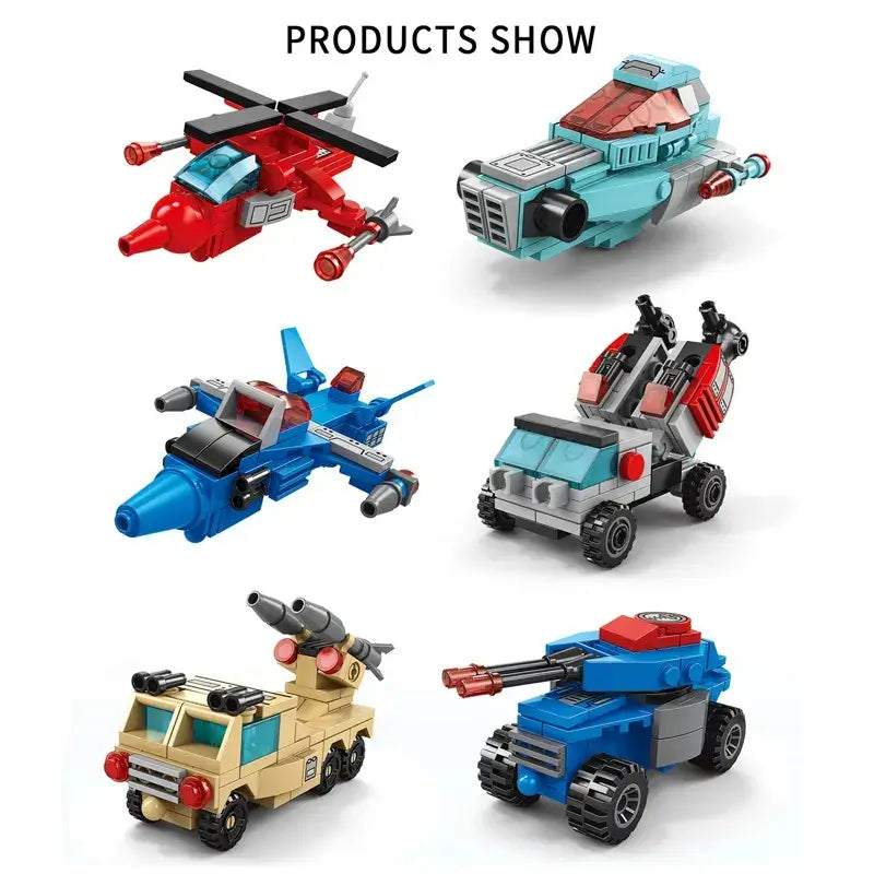 Deformed Mecha 6 in 1 Building Blocks 514 Pcs Car Robot Bricks Toys Model Kids Educational Gift