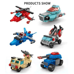 Deformed Mecha 6 in 1 Building Blocks 514 Pcs Car Robot Bricks Toys Model Kids Educational Gift