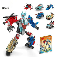 Deformed Mecha 6 in 1 Building Blocks 514 Pcs Car Robot Bricks Toys Model Kids Educational Gift