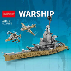 6-in-1 Military Warship Building Blocks Set - USS Missouri Carrier & Army Bricks Toy Model