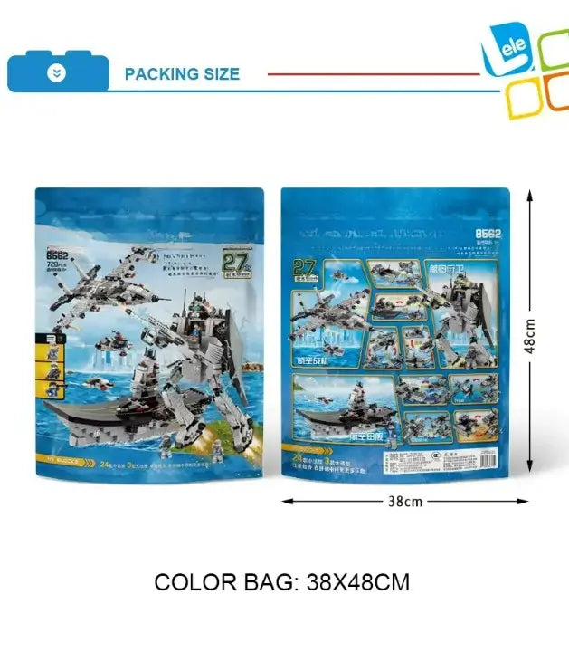 Promotional Bagged Military Bricks Toy Fighter Transform Robot Warship Building Blocks