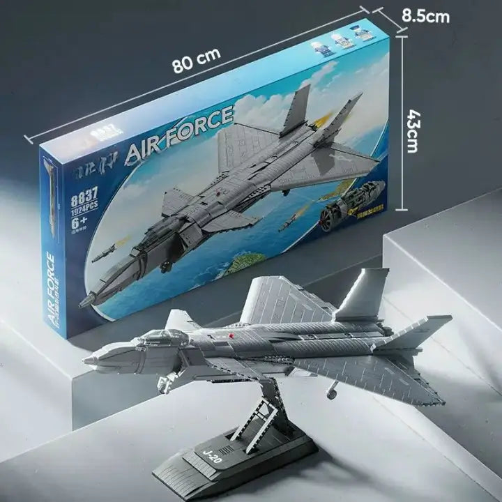 J-20 Stealth Fighter Jet Model Plastic Building Blocks Puzzle Assemble Children's Military Toys