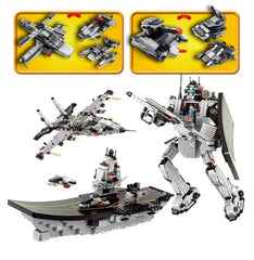 Promotional Bagged Military Bricks Toy Fighter Transform Robot Warship Building Blocks