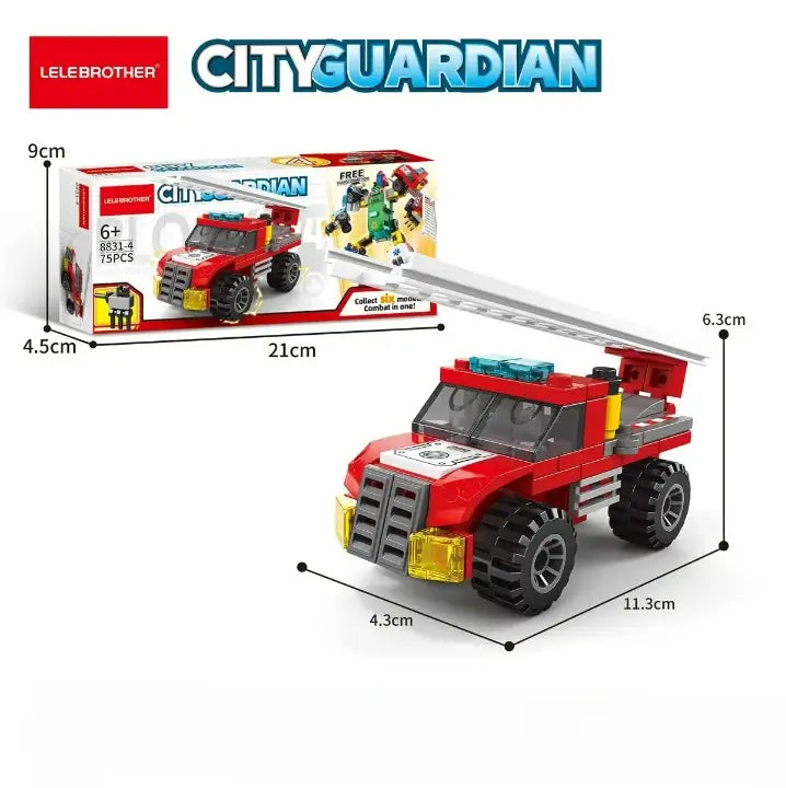 Deformed Robot 6 in 1 Building Blocks 503 Pcs City Car Bricks Toys Ambulance Model Kids Educational Gift