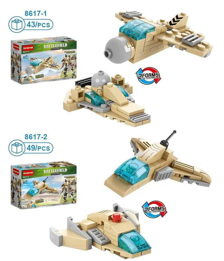 Military Blocks Toy Tank Plane Transform Robot Kids Educational Building Block 335 Pcs