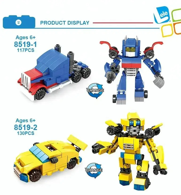 Hot Selling STEM 4-in-1Robot Car Transform Blocks Bricks Toy 504 Pcs