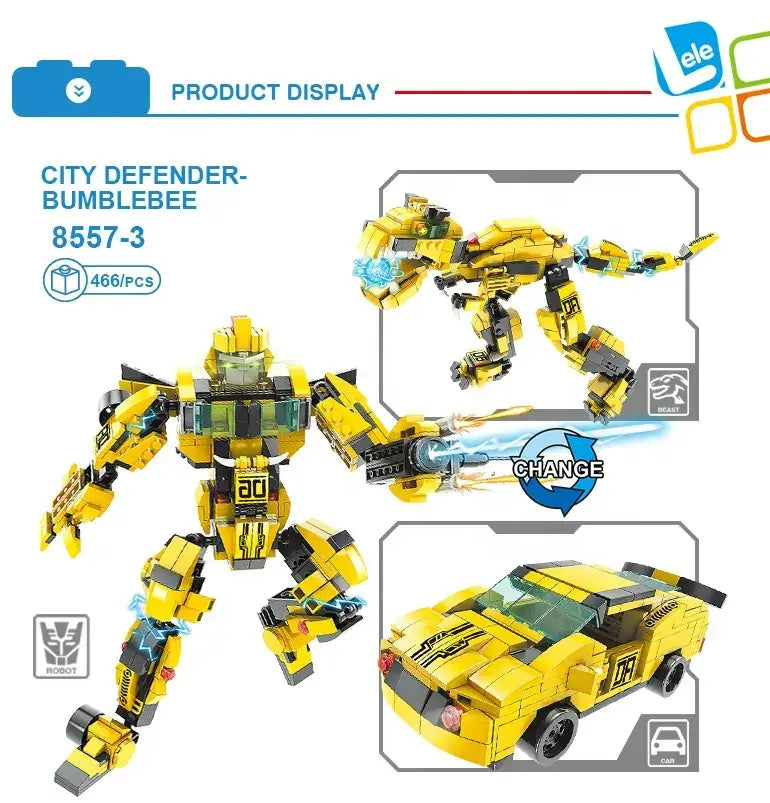 Kids Creative Car Robot Building Bricks Hornets City Block Toys 466 Pcs