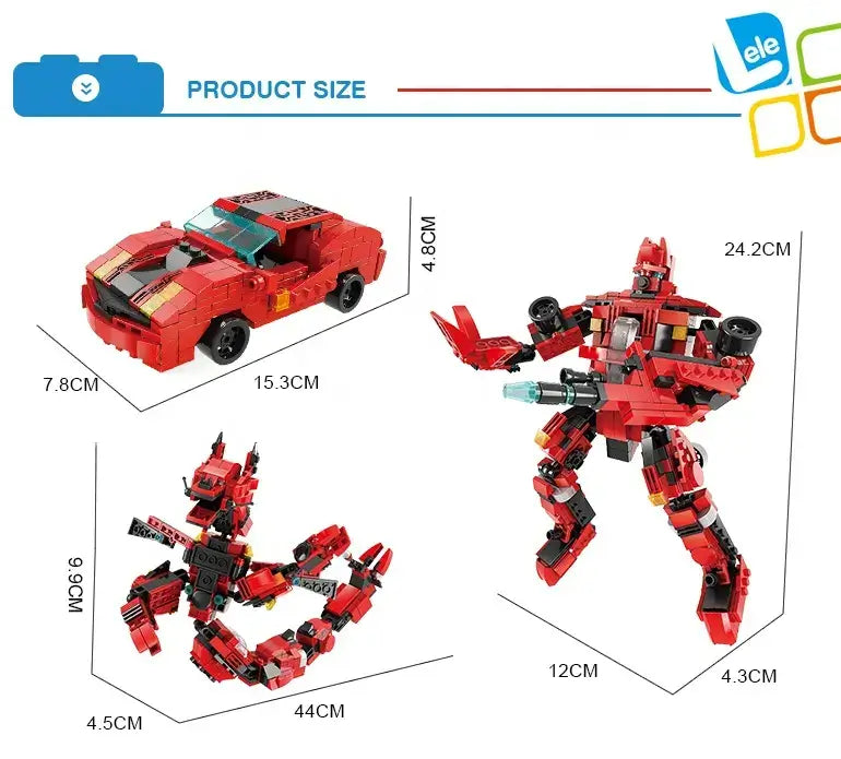 Transformer Model Car Robot Dinosaur 3 in 1 Building Blocks Toy Kids Building Bricks 446 Pcs