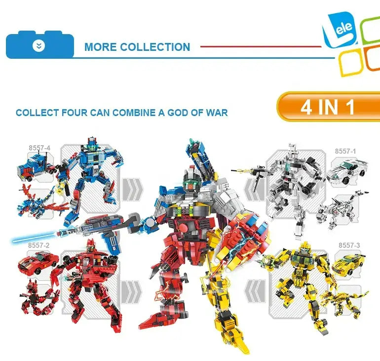 Transformer Model Car Robot Dinosaur 3 in 1 Building Blocks Toy Kids Building Bricks 446 Pcs