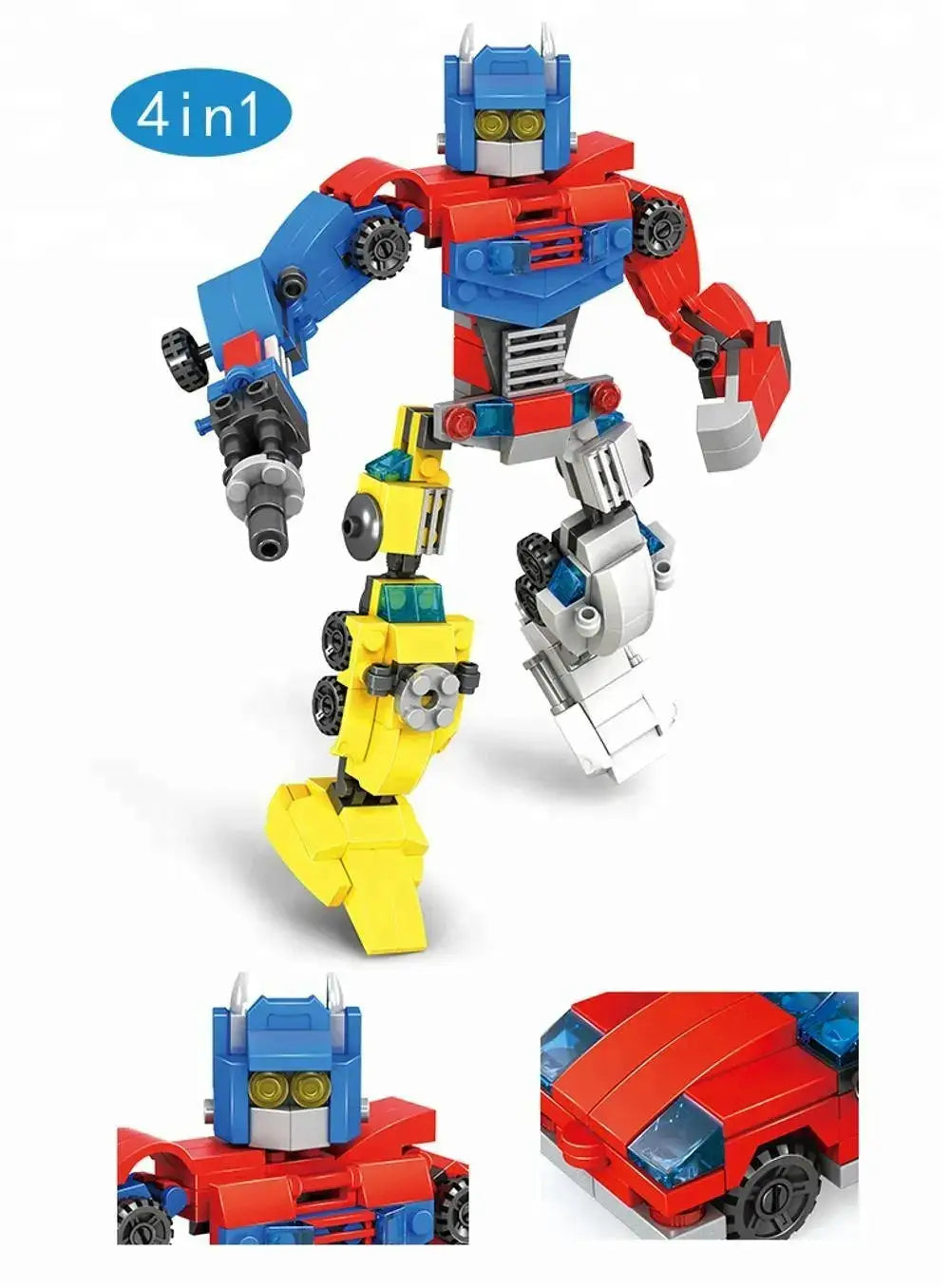 Hot Selling STEM 4-in-1Robot Car Transform Blocks Bricks Toy 504 Pcs