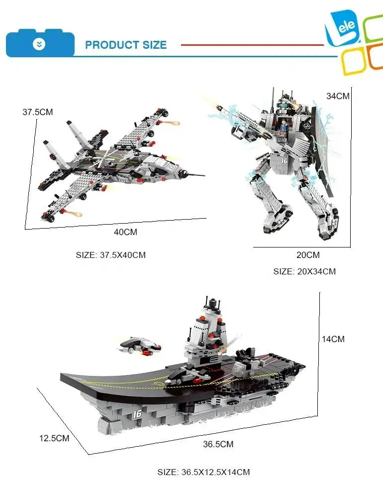 Military Toy Aircraft  Building Blocks Transformer Robot Carrier Blocks 720 PCS