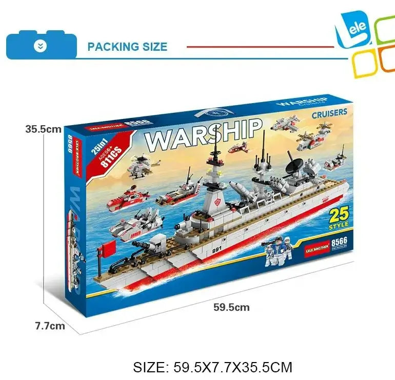 Military Model Warship Cruiser Kids Educational Building Blocks Toys 811 PCS