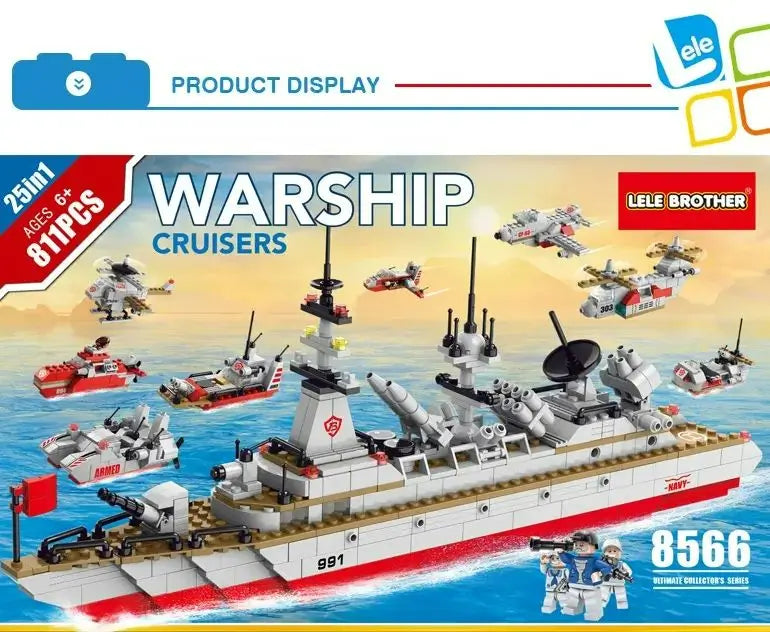 Military Model Warship Cruiser Kids Educational Building Blocks Toys 811 PCS