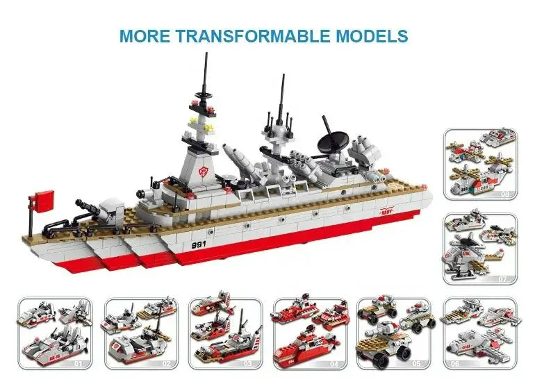 Military Model Warship Cruiser Kids Educational Building Blocks Toys 811 PCS