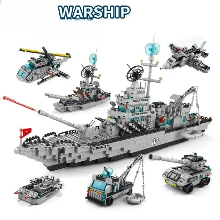 Aircraft Carrier Model Building Blocks Military Warship Bricks Boy Gift Educational Puzzle Toy