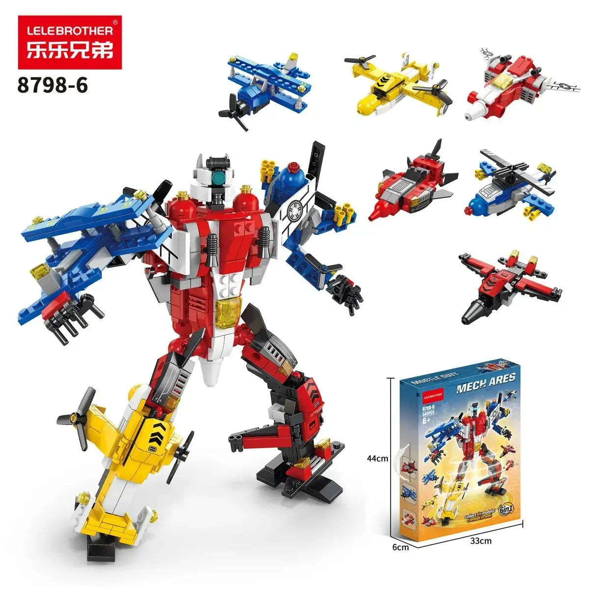 Aircraft Mecha 6 in 1 Building Blocks 545 Pcs Deformed Robot Bricks Toys Model Kids Educational Gift