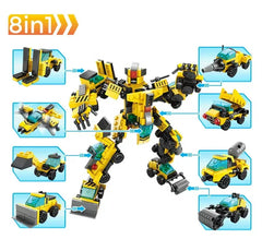 City Construction Truck Transform Robot 8-in-1 Kids Building Block Toy 345 Pcs