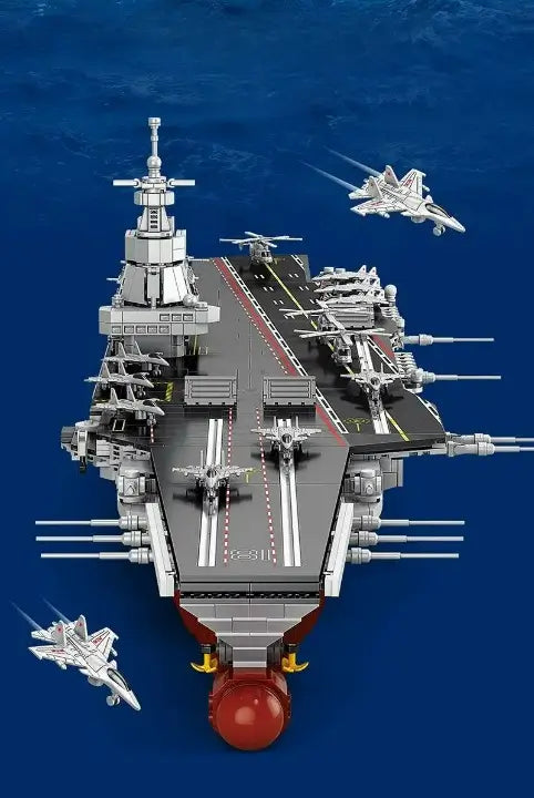 Military Warship Bricks No. 003 Fujian ship large aircraft carrier boy assembling toy gift