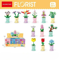 Flowers Building Blocks 12 Animals Models Mini Lucky Blossom Potted Plant Bricks Toys Kids DIY Gift