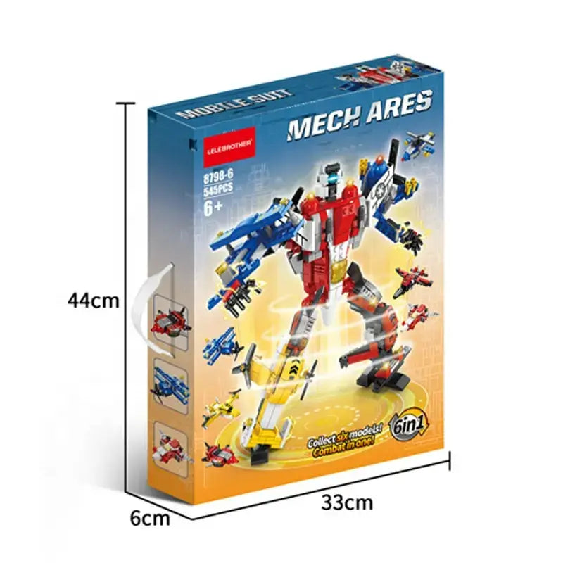 Aircraft Mecha 6 in 1 Building Blocks 545 Pcs Deformed Robot Bricks Toys Model Kids Educational Gift