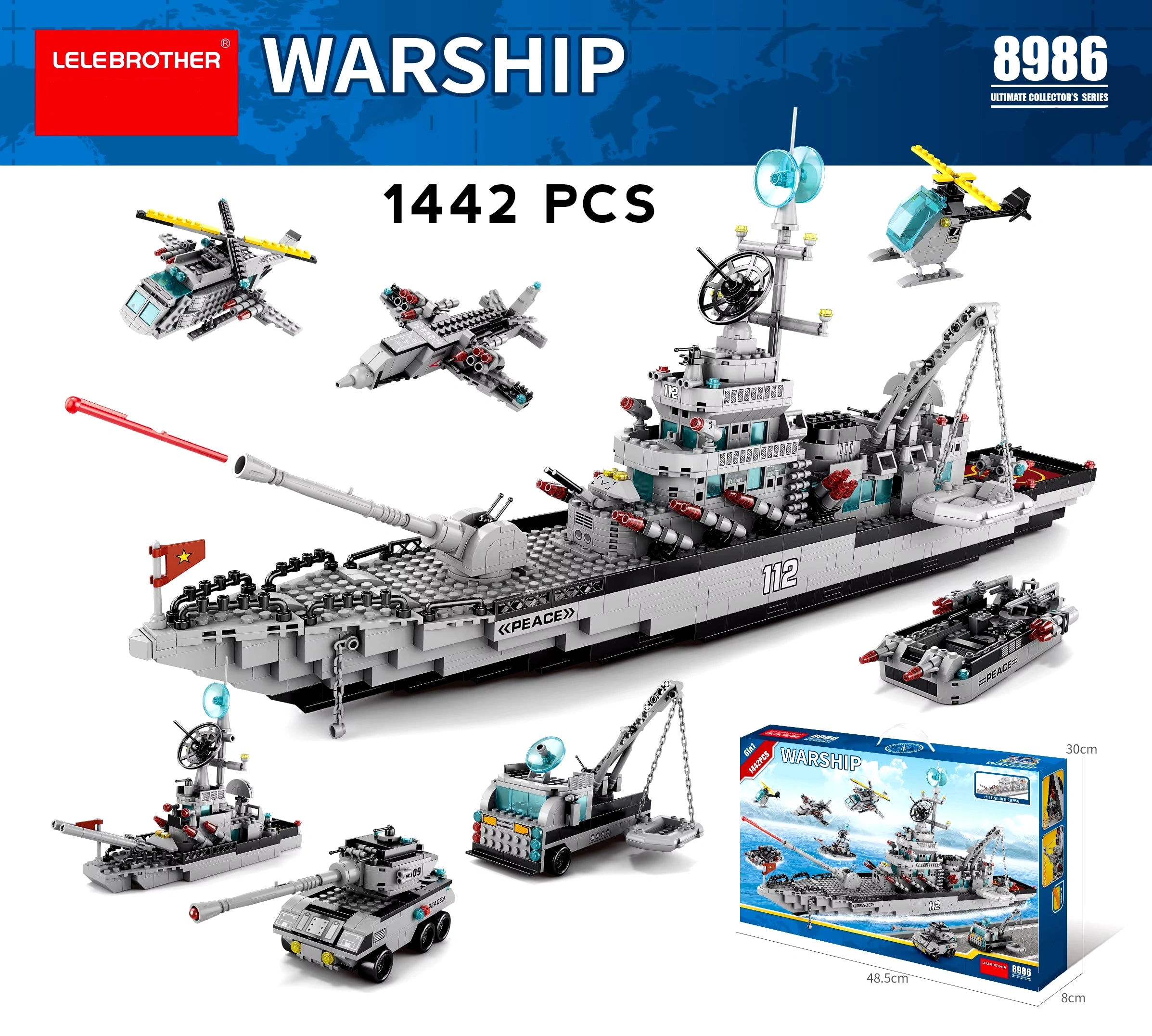 Aircraft Carrier Model Building Blocks Military Warship Bricks Boy Gift Educational Puzzle Toy