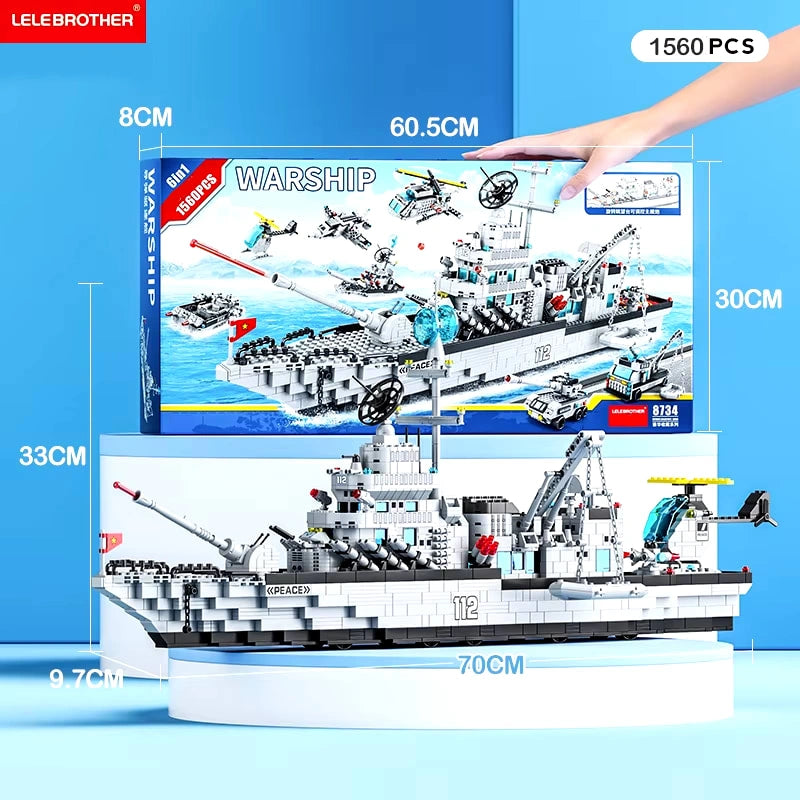 Aircraft Carrier Model Building Blocks Military Warship Bricks Boy Gift Educational Puzzle Toy