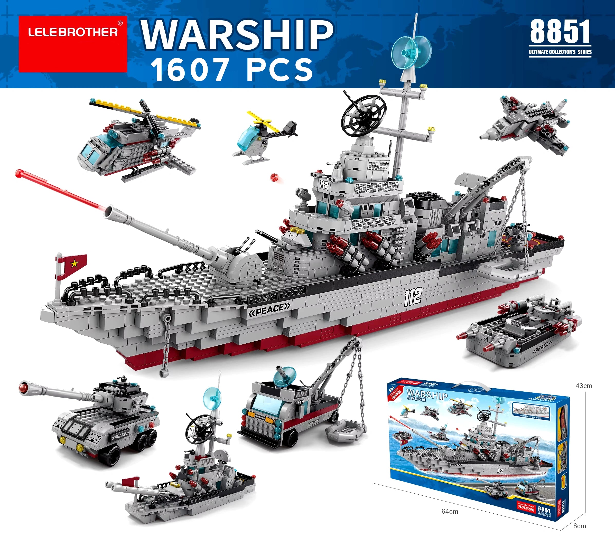 Aircraft Carrier Model Building Blocks Military Warship Bricks Boy Gift Educational Puzzle Toy