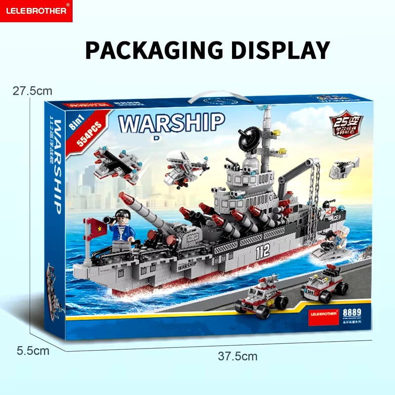 Aircraft Carrier Model Building Blocks Military Warship Bricks Boy Gift Educational Puzzle Toy