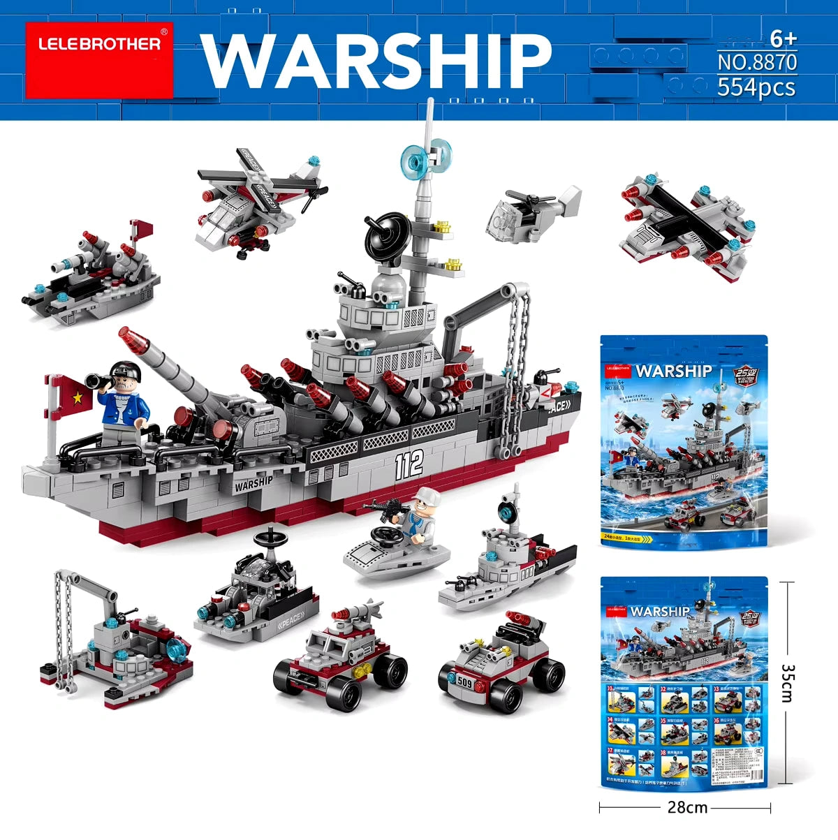 Aircraft Carrier Model Building Blocks Military Warship Bricks Boy Gift Educational Puzzle Toy