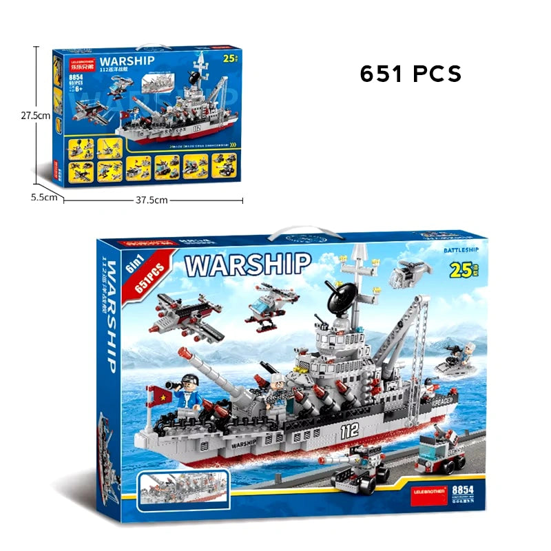 Aircraft Carrier Model Building Blocks Military Warship Bricks Boy Gift Educational Puzzle Toy