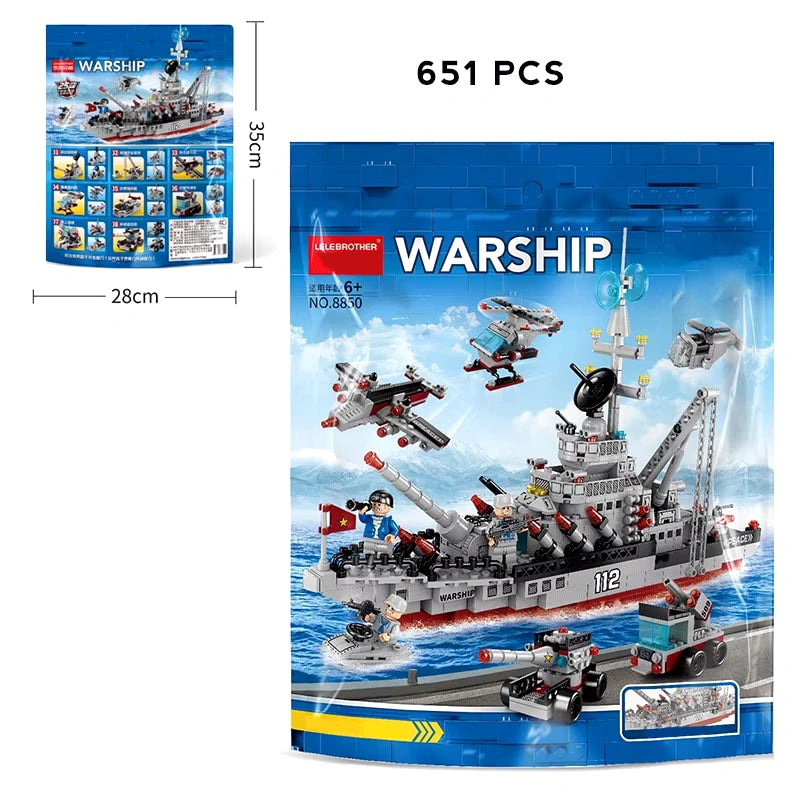 Aircraft Carrier Model Building Blocks Military Warship Bricks Boy Gift Educational Puzzle Toy