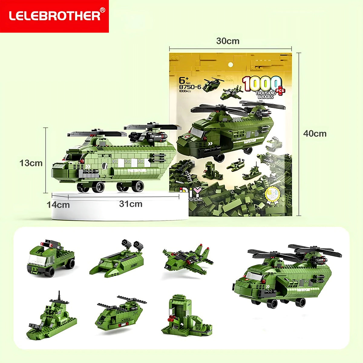 1000PCS Armored Car Building Blocks Military Vehicle Set DIY Toy