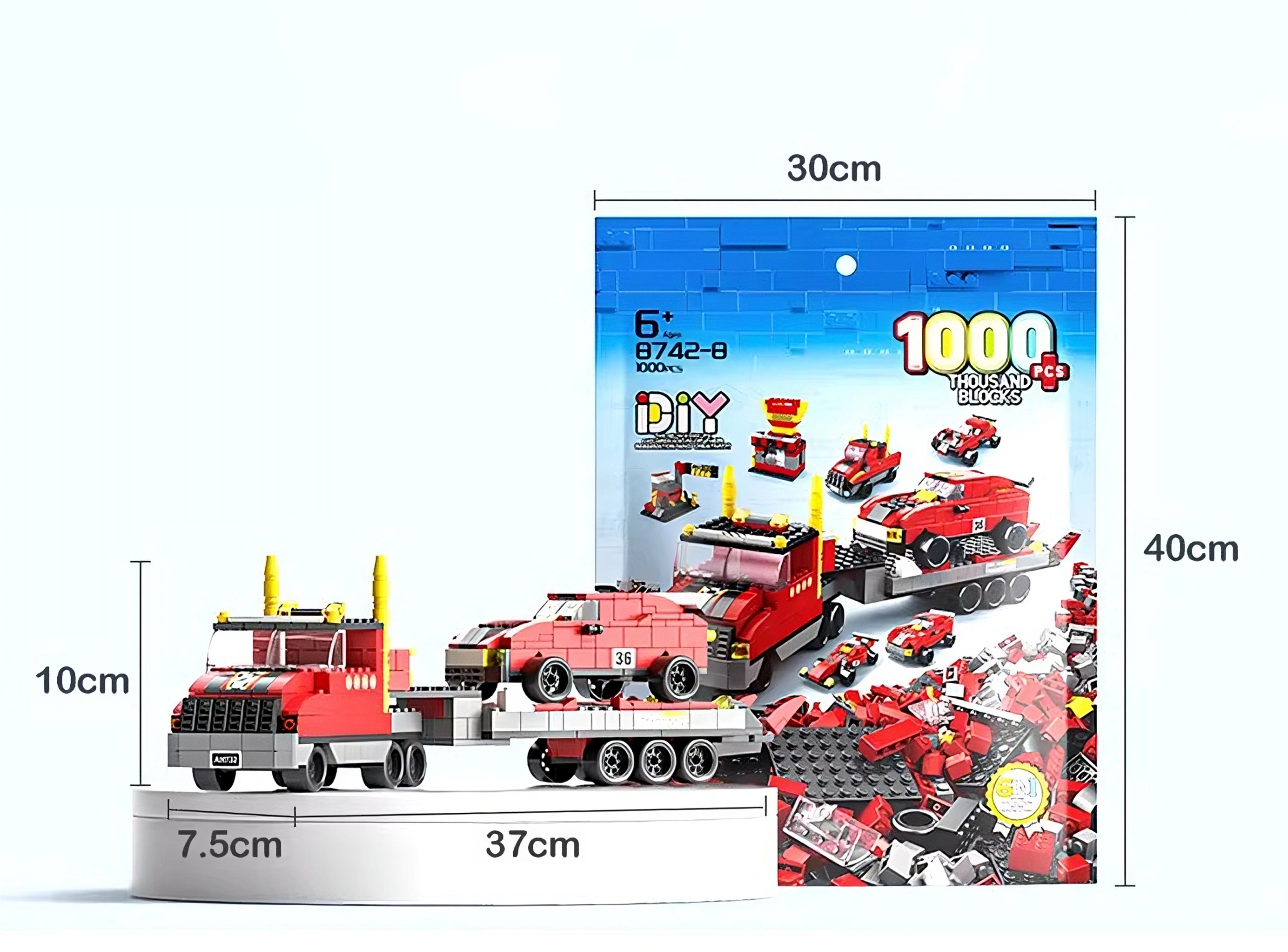 1000PCS Car Trailer Building Blocks Vehicle Set DIY Toy