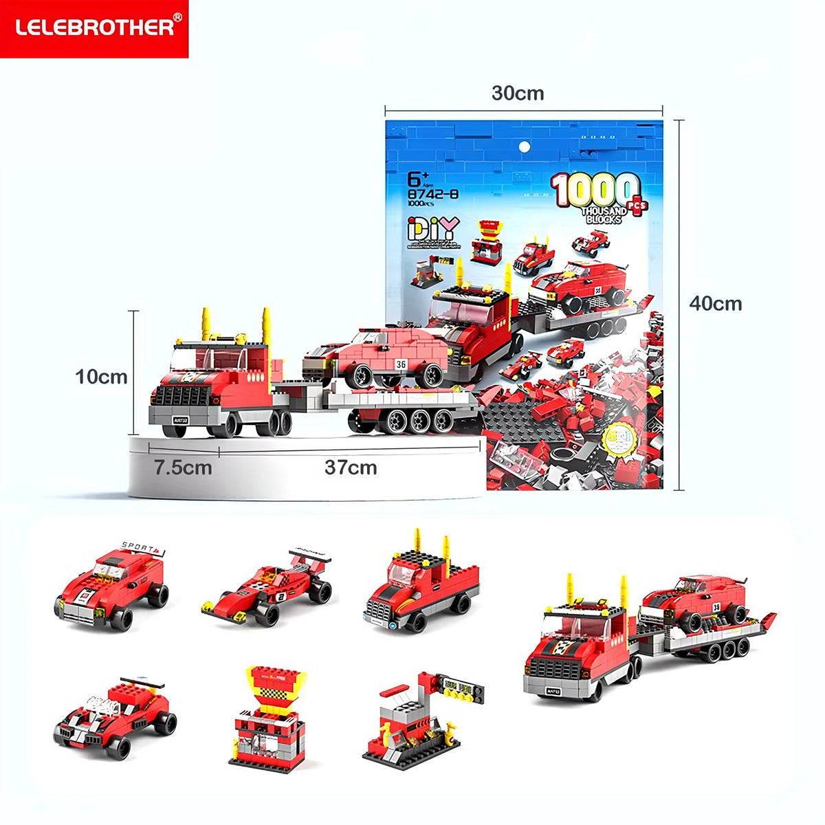 1000PCS Car Trailer Building Blocks Vehicle Set DIY Toy