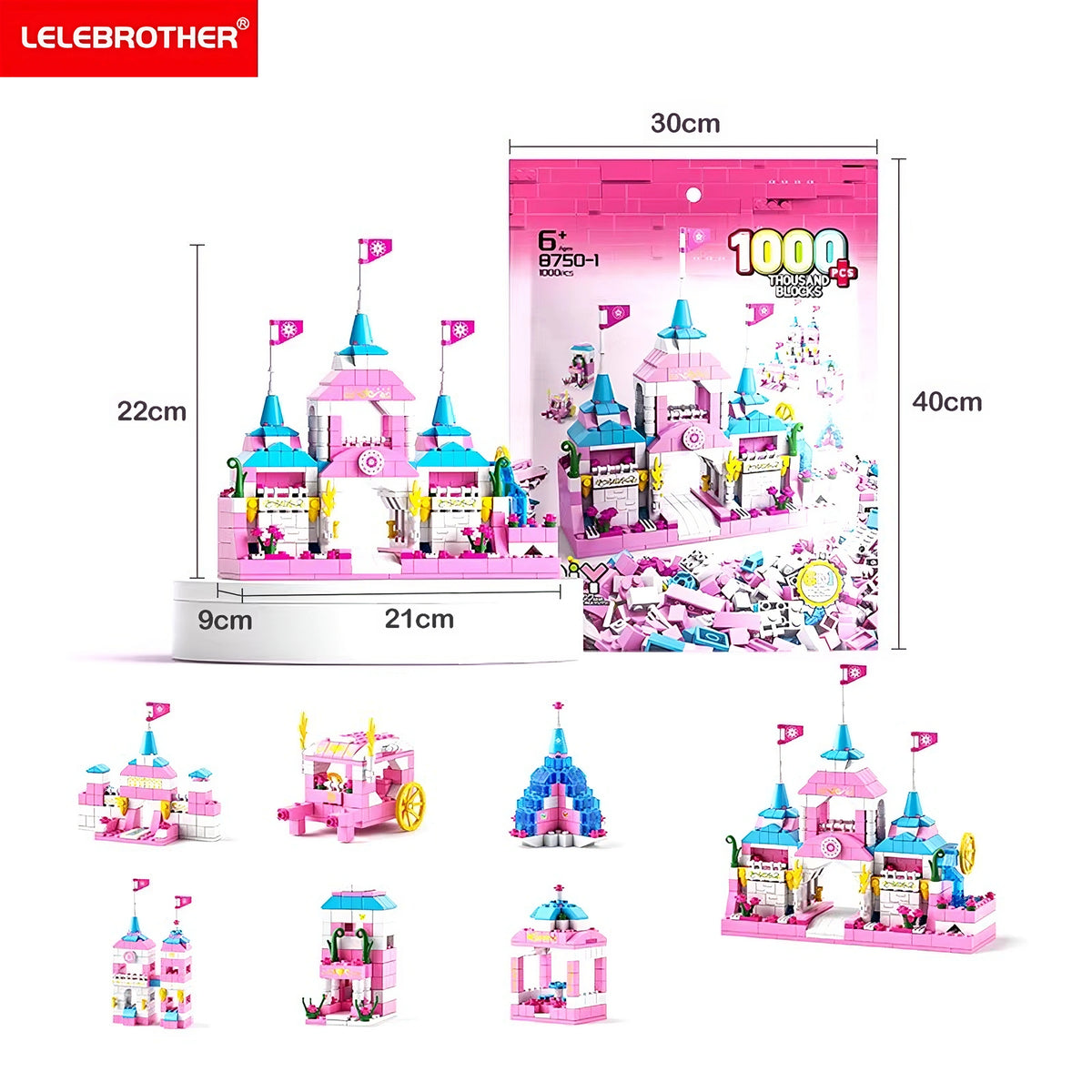 1000PCS Pink Castle Building Blocks Set for Girls DIY Toy