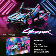 Cyberpunk Lamborghini Building Blocks Pull Back Sports Car 586 PCS