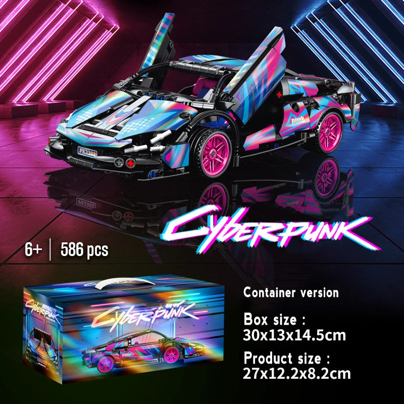 Cyberpunk Lamborghini Building Blocks Pull Back Sports Car 586 PCS