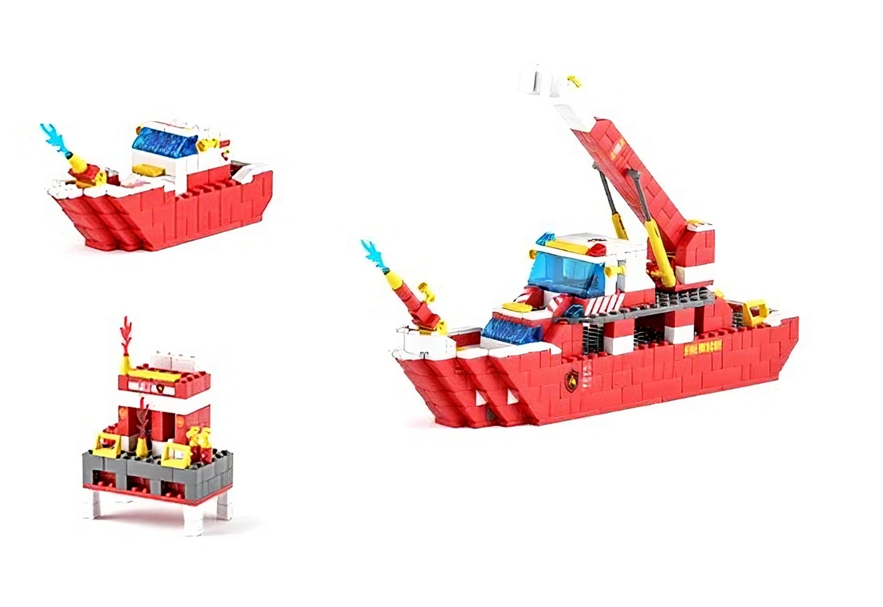 1000PCS Fire Boat Building Blocks Set - Save the Day on the Water!