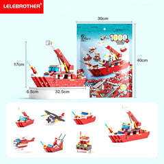 1000PCS Fire Boat Building Blocks Set - Save the Day on the Water!