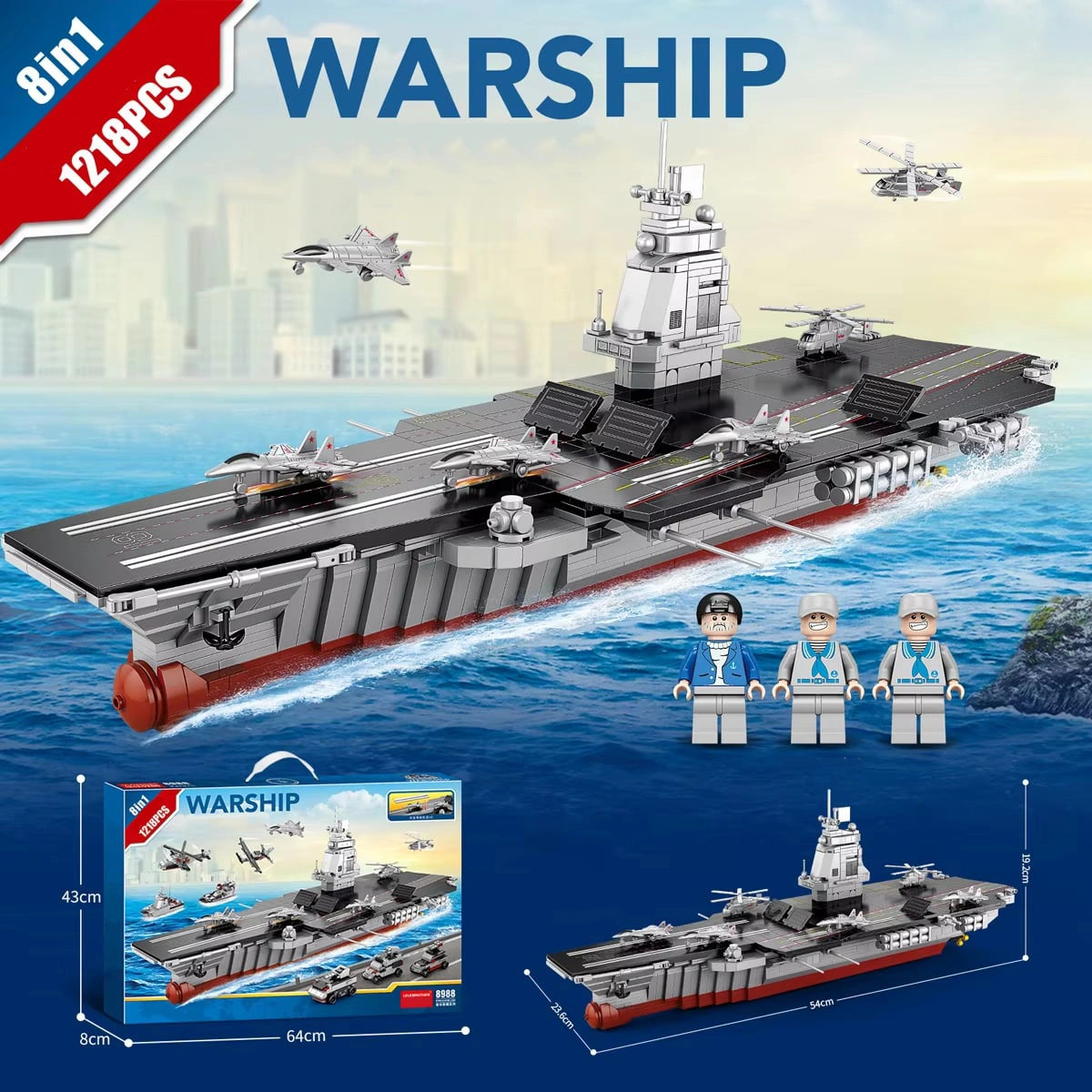 Military Warship Bricks No. 003 Fujian ship large aircraft carrier boy assembling toy gift